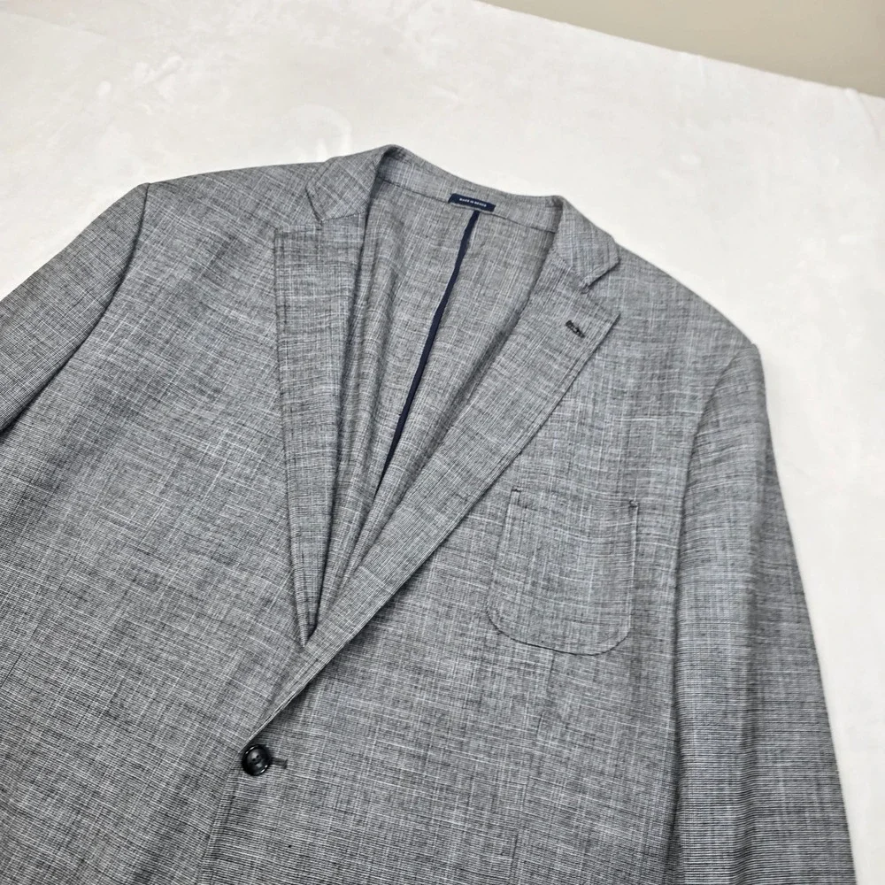 Stafford‎ Blazer Mens 52R 52 Gray Micro Pattern Travel Stretch Sport Coat
